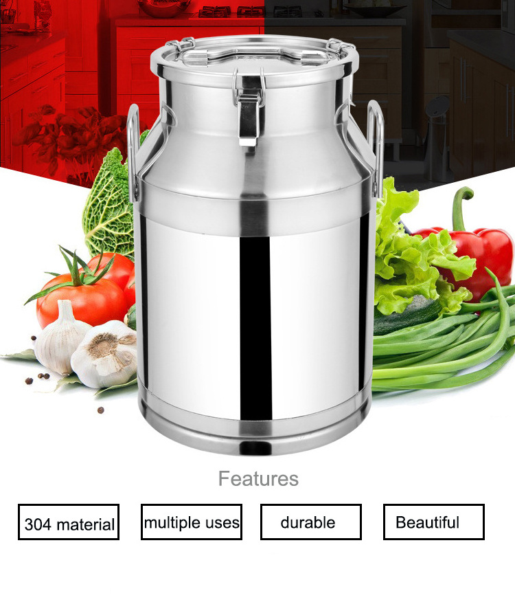 Seal Lids Milk Wine Pail Bucket Liquid Storage Tank 304 Stainless Steel Milk Cans For Transport Milk