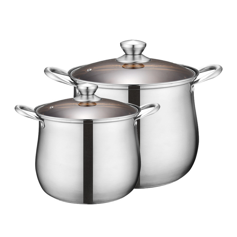 Thicken High Soup Pot Boil Water Glass Cooking Stock Steamed Pot Set Stainless Steel Big Soup Pot