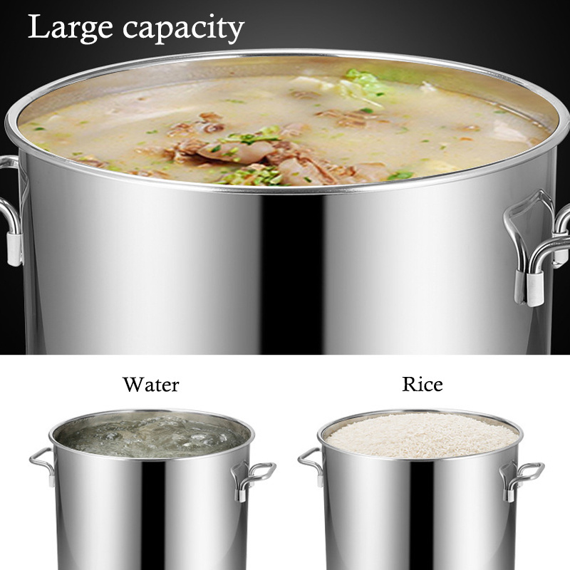 Restaurant Cooking Thick 20L Capacity Rice Barrel With Cover 304 Stainless Steel Stock Soup Bucket Pot