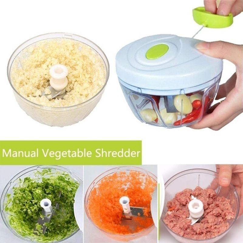 Multi-function Fruits Nuts Meat Processor Crusher Salad Onion Mini Manual Food Chopper with Slicer Egg Beater