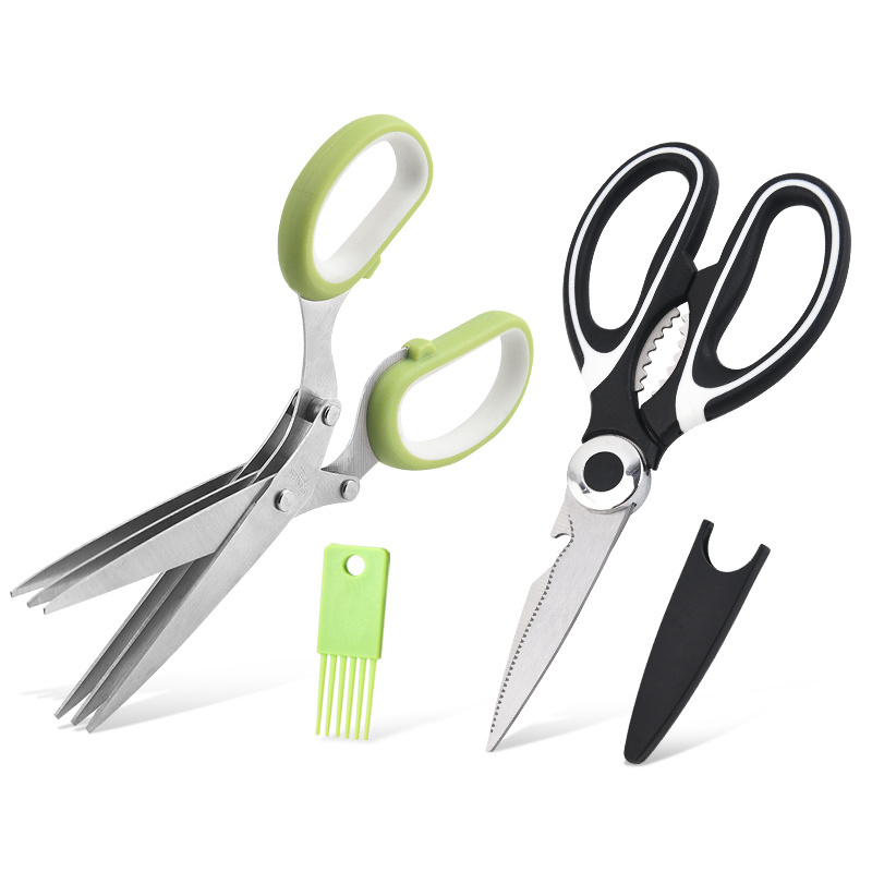 Kitchen Scissors paper Food Green Onion Basil kitchen Shears 5 Blades Cutting Shredded Kitchen Gadgets Herb Scissors