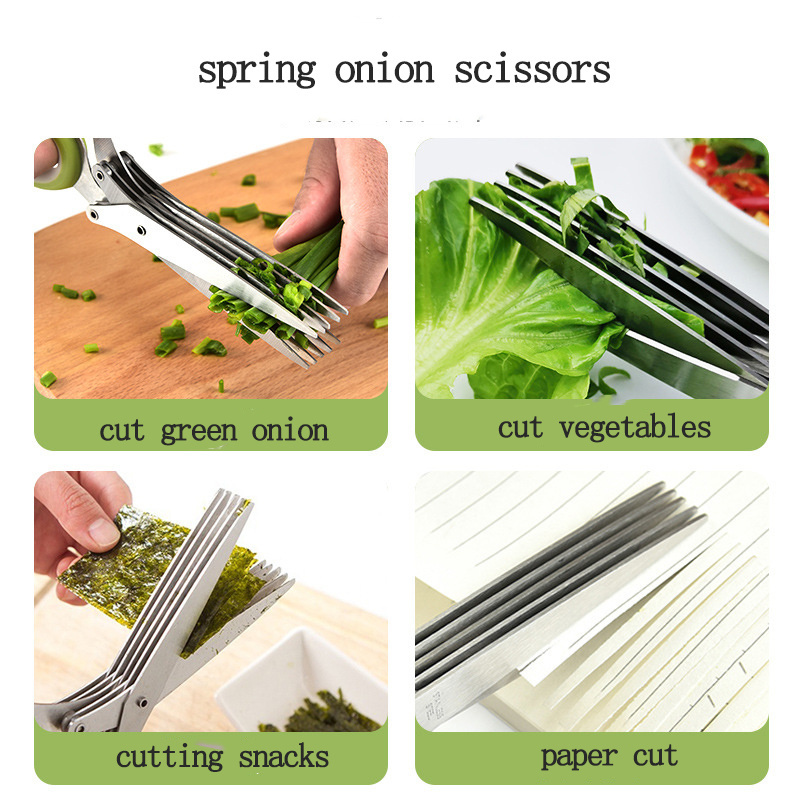 Kitchen Scissors paper Food Green Onion Basil kitchen Shears 5 Blades Cutting Shredded Kitchen Gadgets Herb Scissors