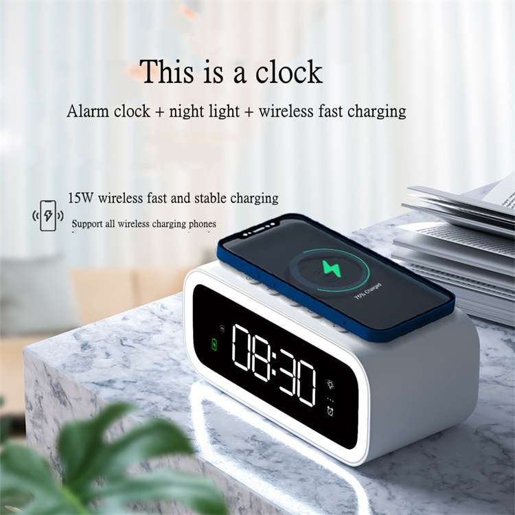 desk table led lamp with digital alarm clock cute portable mood lamp 3 in 1 wireless charger for iphone