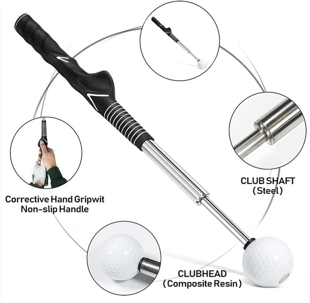 Custom Logo Adjustable Golf Swing Trainer Club Telescopic Golf Indoor Swing Practice Stick Scalable Iron Swing Trainer