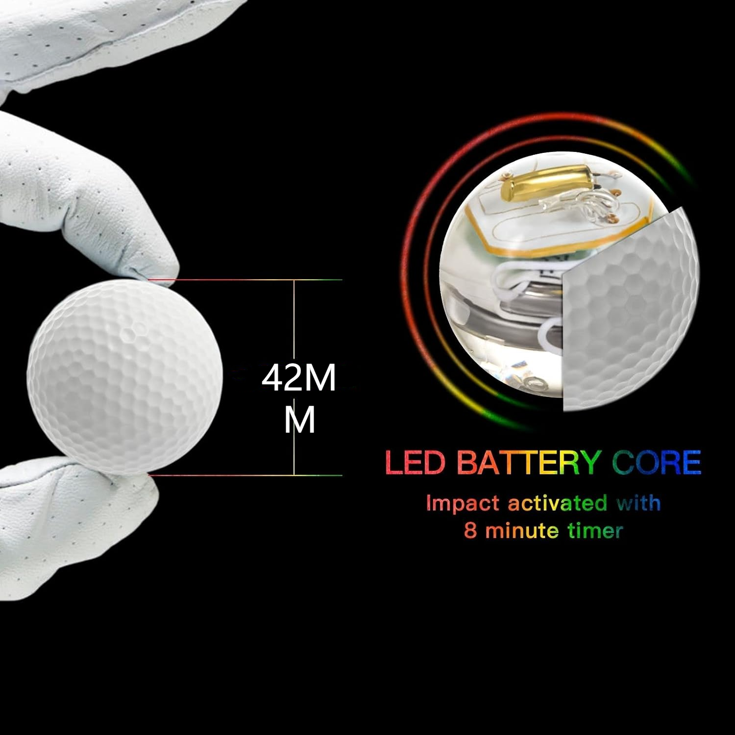 Caiton LED Light Up Golf Balls - Best Hitting Ultra Bright Glow In the Dark Night Golf Balls B114