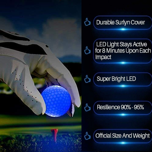 Caiton LED Light Up Golf Balls - Best Hitting Ultra Bright Glow In the Dark Night Golf Balls B114