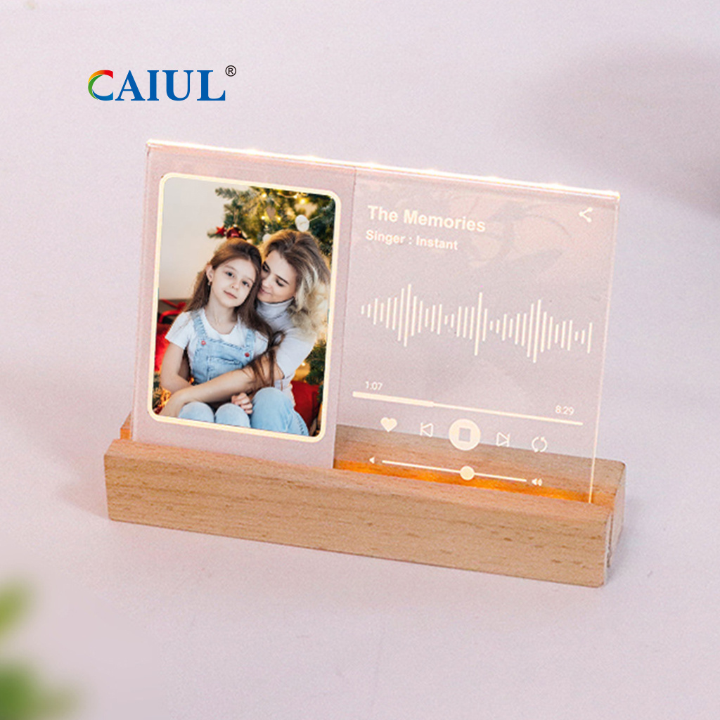 Music Player Style Wood Acrylic 3 inch Photo Frame with led light Picture frame Display photo stand holder instax mini frame