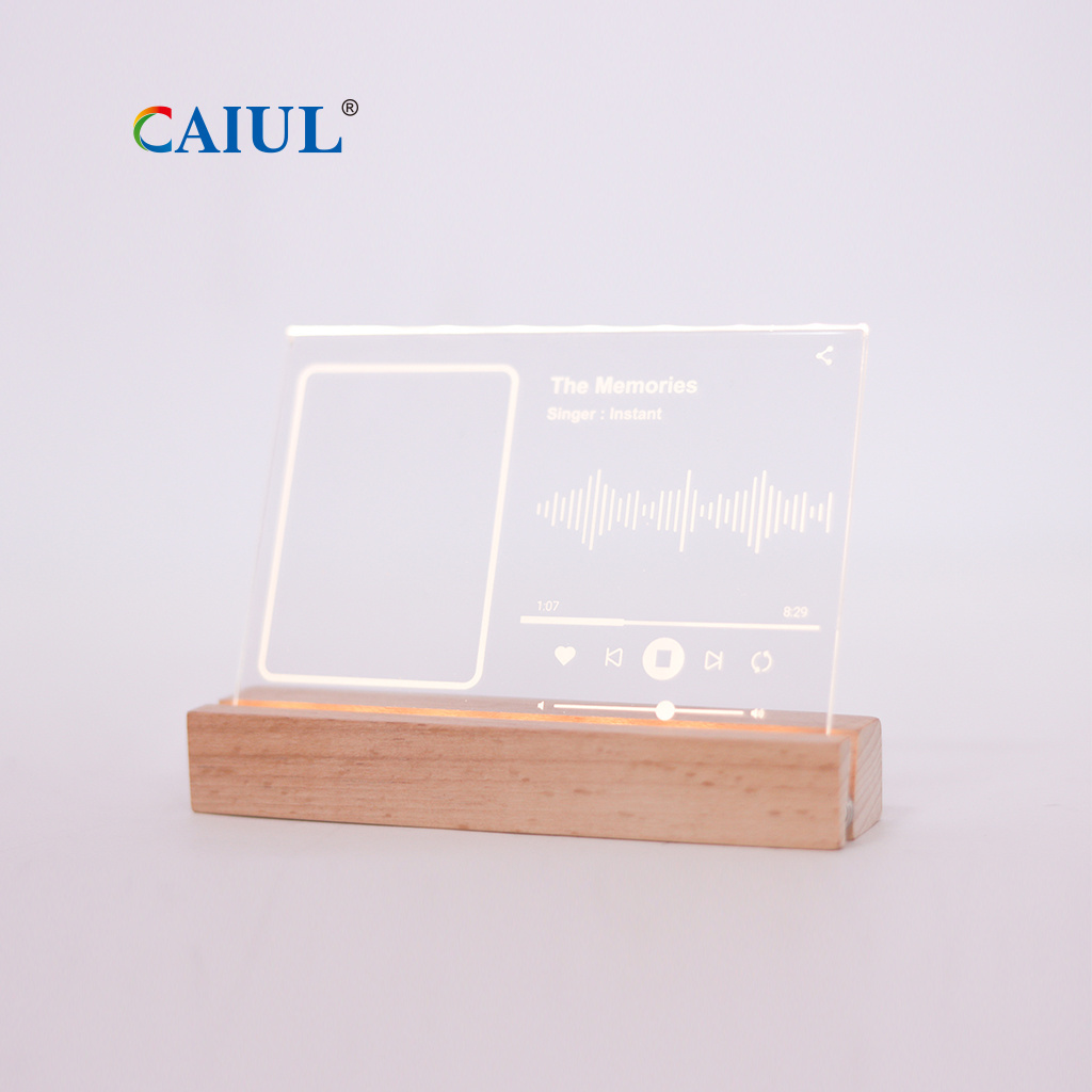 Music Player Style Wood Acrylic 3 inch Photo Frame with led light Picture frame Display photo stand holder instax mini frame