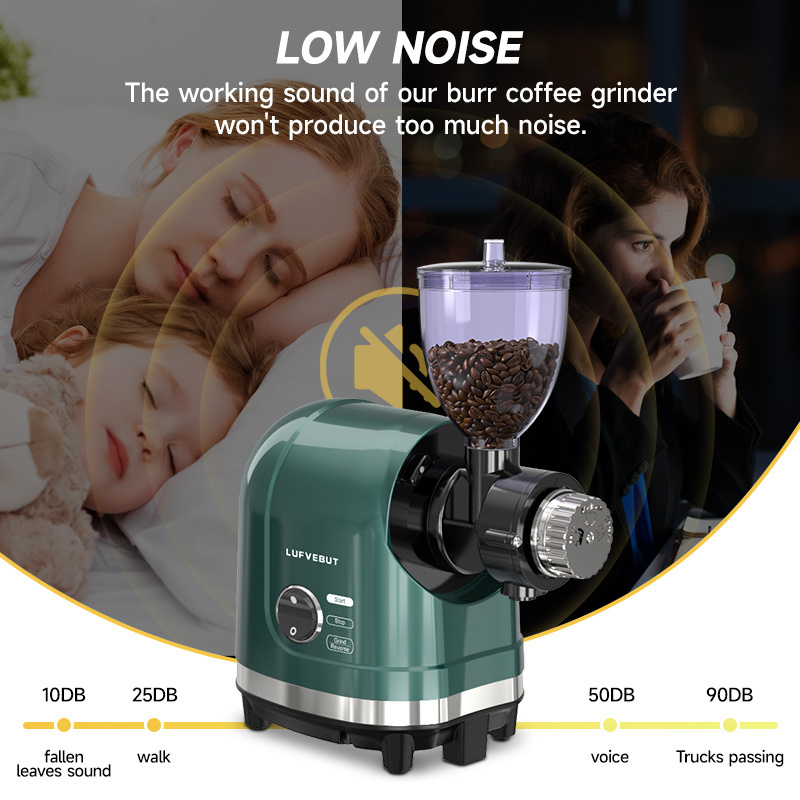 Multi-use Professional LUFVEBUT Anti-static Conical Burr Coffee Grinder Electric for Espresso Coffee Bean Grinder