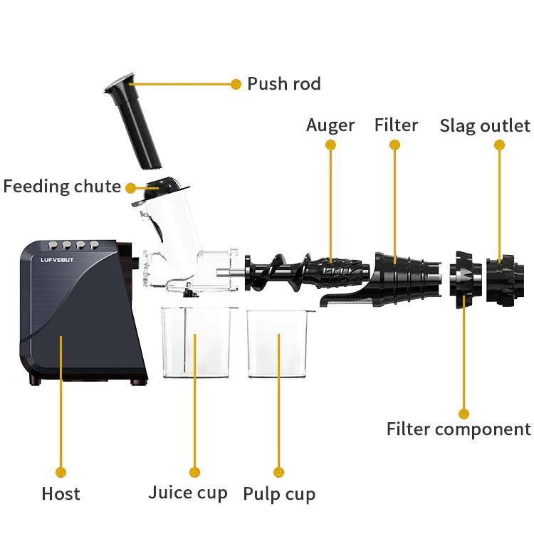 BPA Free New Masticating Juicer Quiet Motor Screw Press Tomato Orange Fruit Juicer Horizontal Whole Slow Juicer