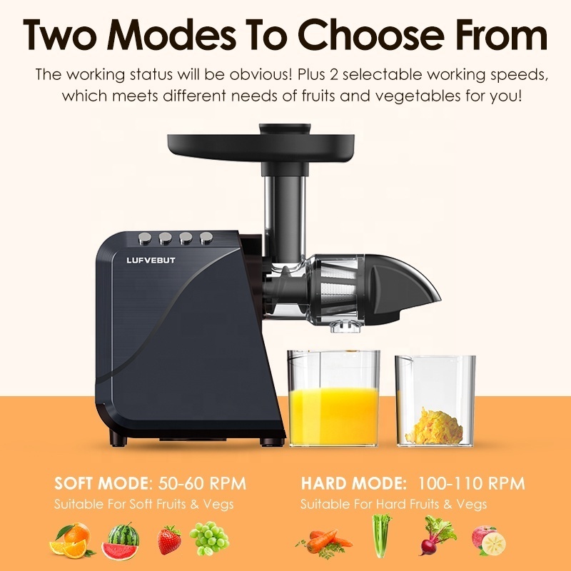 Cold Press Slow Juicer with Horizontal Type Carrots and Vegetable Slicer Machine Low Noise Cold Press Multi-Purpose Juicer Extra