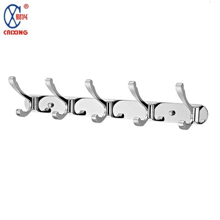 Customized 5 Hooks No Drill Coat Hooks 304 Stainless Steel Glue Stick Robe Dress Hook Rack