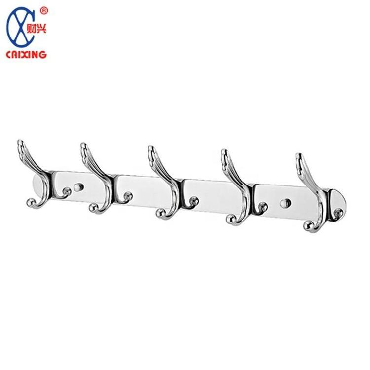 Customized 5 Hooks No Drill Coat Hooks 304 Stainless Steel Glue Stick Robe Dress Hook Rack