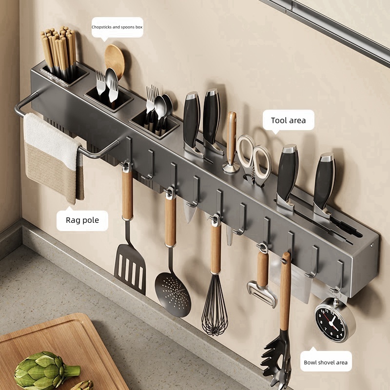 Factory Wholesale multifunctional Stainless Steel shelf wall mounted knife holder tool storage racks shelving