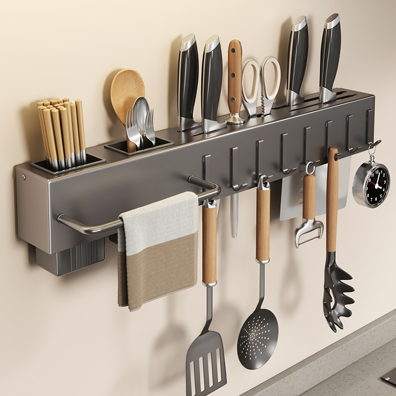 Factory Wholesale multifunctional Stainless Steel shelf wall mounted knife holder tool storage racks shelving