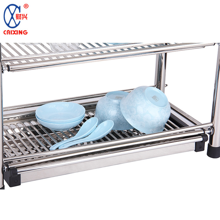 Large capacity kitchen plate storage holder stainless steel 3 tier dish rack dish drainer dish drying rack