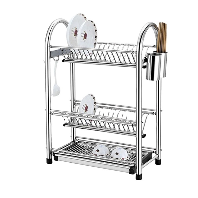 High Quality Stainless Steel Home Kitchen Chopsticks Large Capacity Multi-layer Dish Drying Rack cutlery drainer