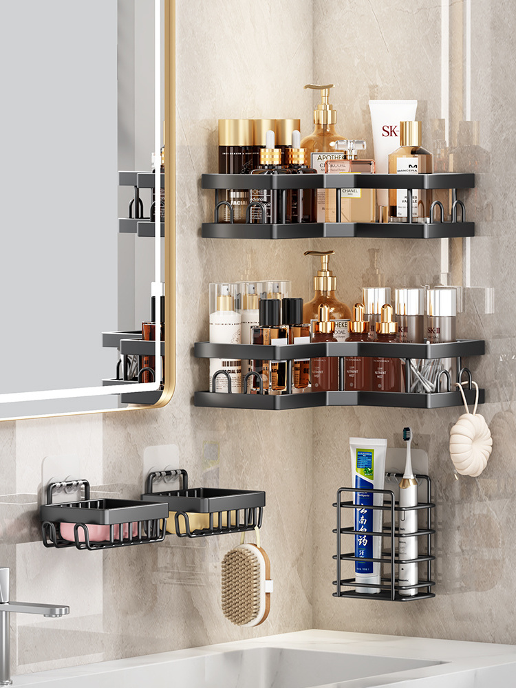 Étagères de salle de bain adhésives antirouille en acier inoxydable, support de douche, organisateur, étagère de rangement, support de douche