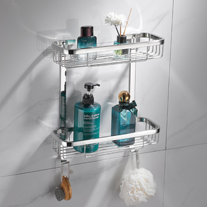 Modern Stainless Steel 304 Bathroom Accessory Set Wall-Mounted Corner Shelf and Wire Basket for Shower Durable Storage