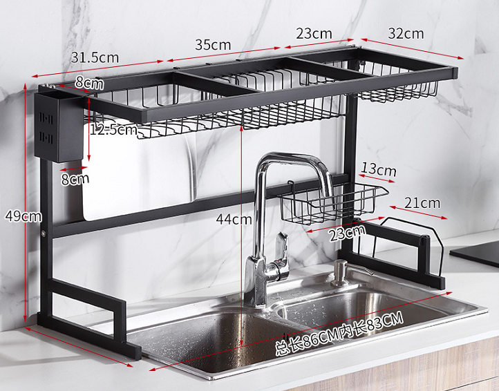 Large Dish Rack Over Sink Dish Drainer Drying Rack for Kitchen Counter Multifunction Organizer Storage Shelf