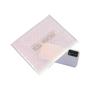 Recyclable Metallic Bubble Envelopes Pink Shockproof Shipping Mailers Packaging Zipper Padded Bubble Bags With LOGO