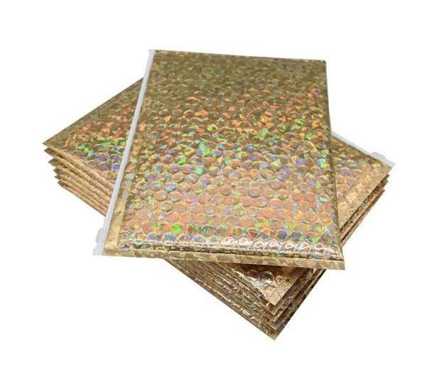 Recyclable Metallic Bubble Envelopes Pink Shockproof Shipping Mailers Packaging Zipper Padded Bubble Bags With LOGO