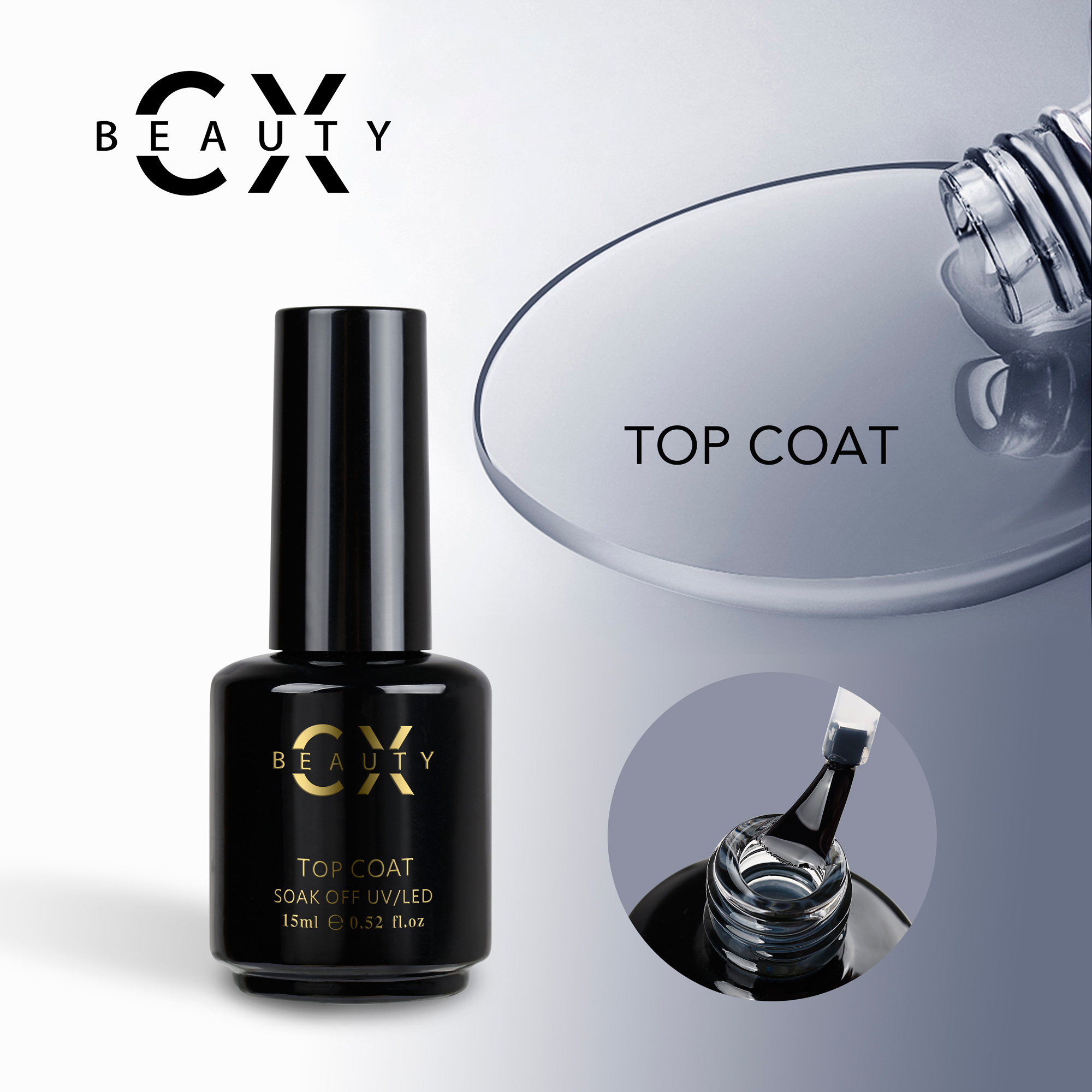 Caixuan High Glossy Mirror Shiny NO Wipe Top Coat 15ml Nail UV Top Gel Polish