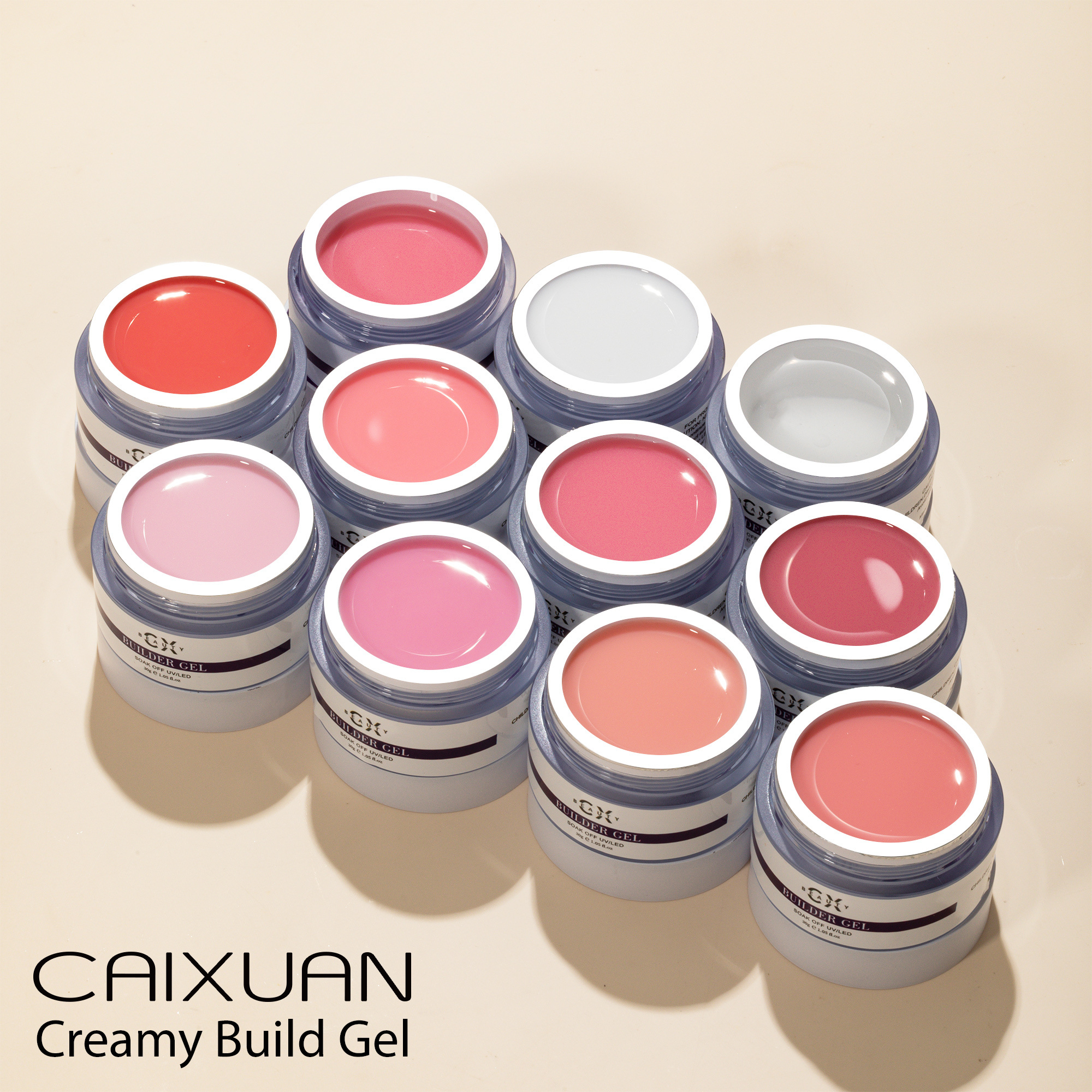 Caixuan hard gel nail builder Soak Off Camouflage buildering nail Extensions 20/30/50g jar uv gel builder for nails