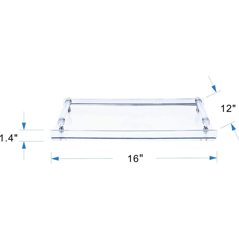 Handmade Clear Plastic Tray with Handle Insert PMMA Beer Tray Acrylic Serving Tray