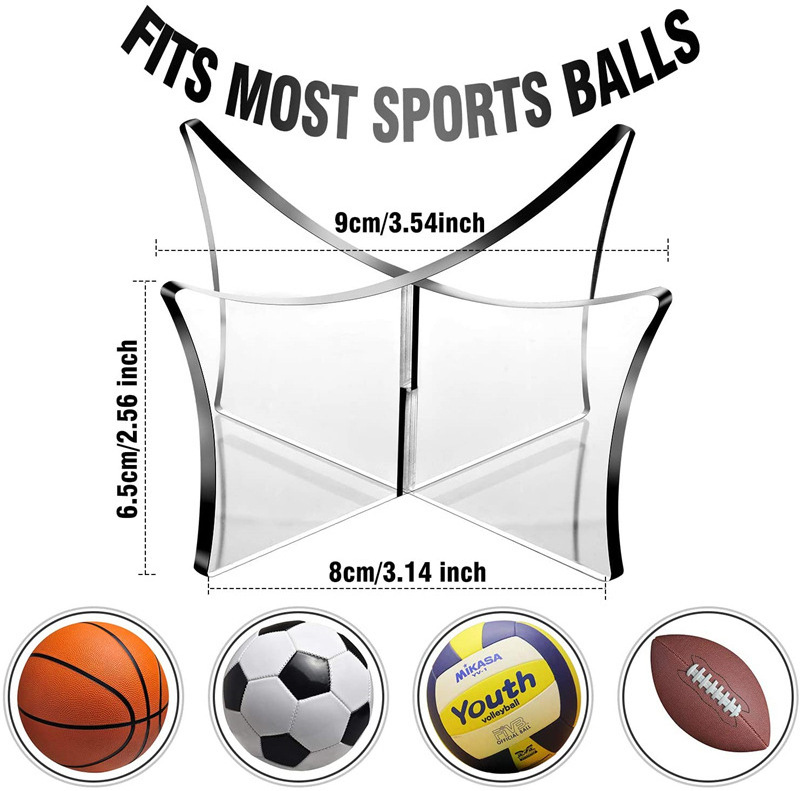 Clear Acrylic Display Rack Football Basketball Volleyball Rugby Holder