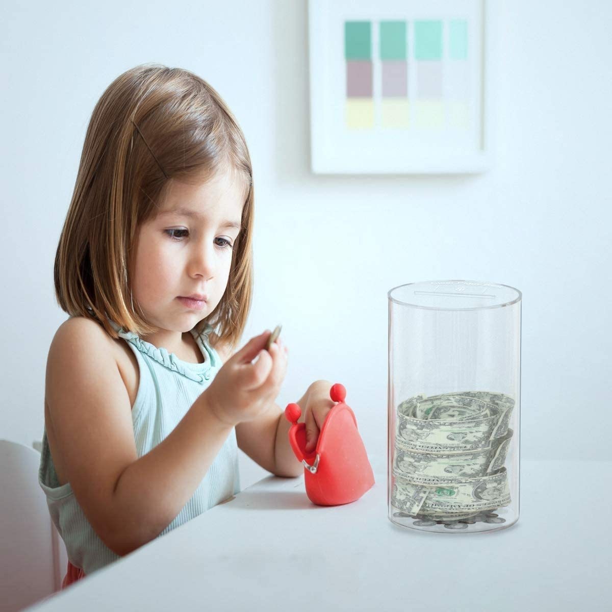 Clear Acrylic Unopenable Money Bank Jar for Cash and Coins