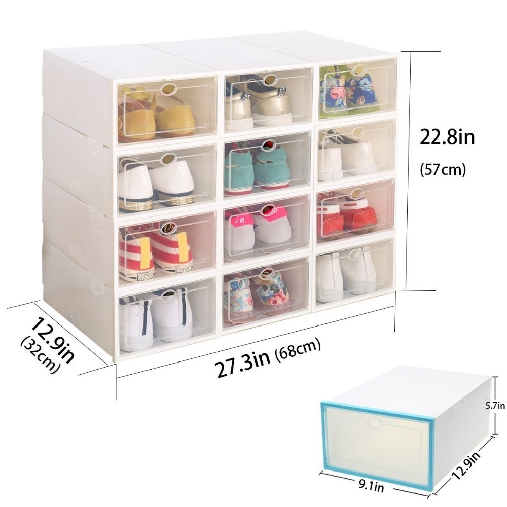 compact sneaker lucite display case storage drawer custom logo countertop clear shoebox acrylic with drop front magnetic door