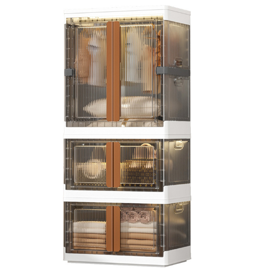 Household snack storage cabinets Free of installation clothes folding closet Multi-layer plastic storage cabinets