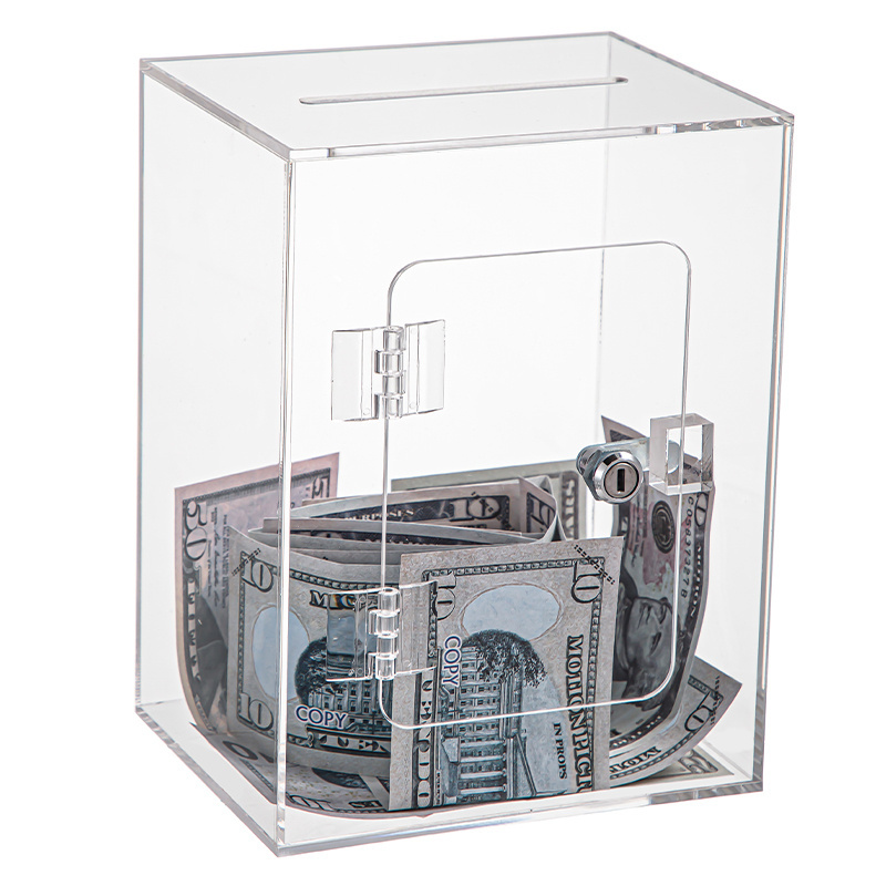 Piggy bank acrylic transparent children with lock can be stored can be piggy bank adult household box large capacity money box