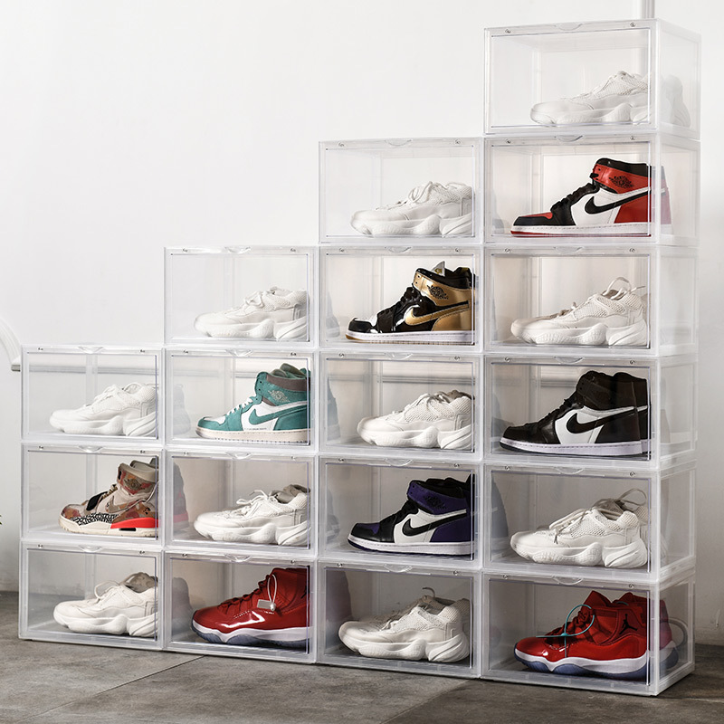 Custom production acrylic transparent shoe box Stackable sneaker box storage