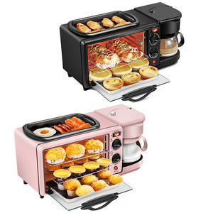 Three In One Multifunctional Toaster Coffee Pot Oven Frying Pan Set Electric 3 In 1 Breakfast Sandwich Makers Machine