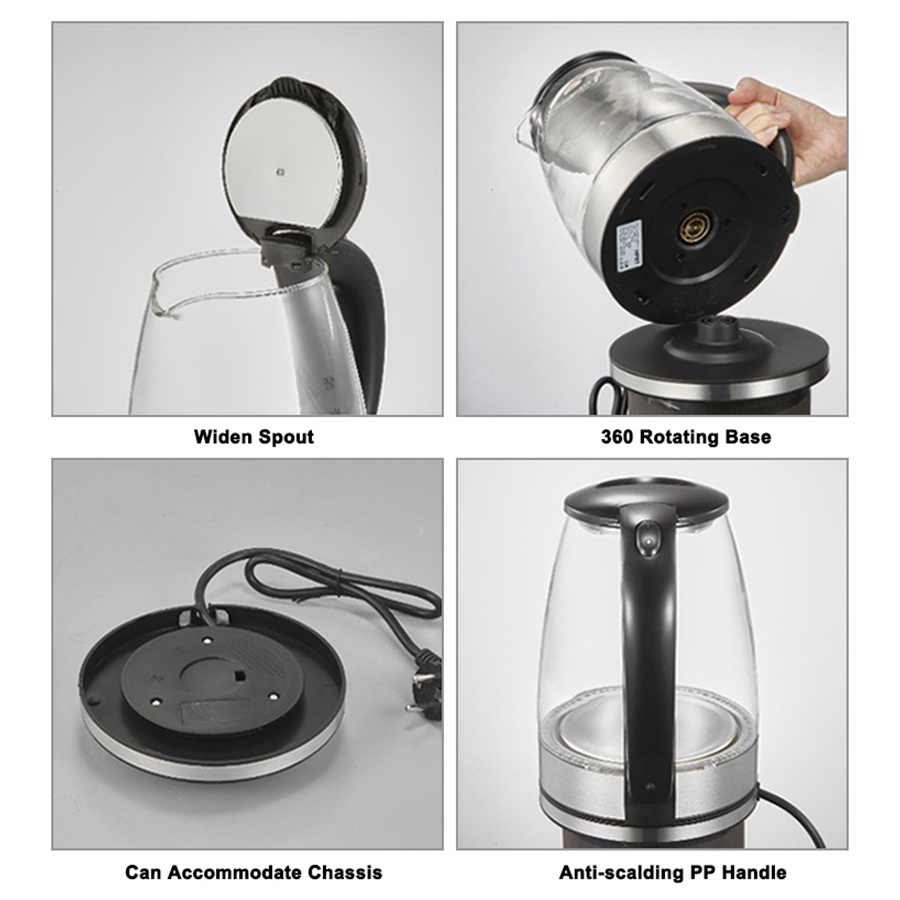 1500 watt Portable Thermos Kettle Glass Stainless Steel Hot Tea Water Heater Electric Kettles for Boiling Water Coffee