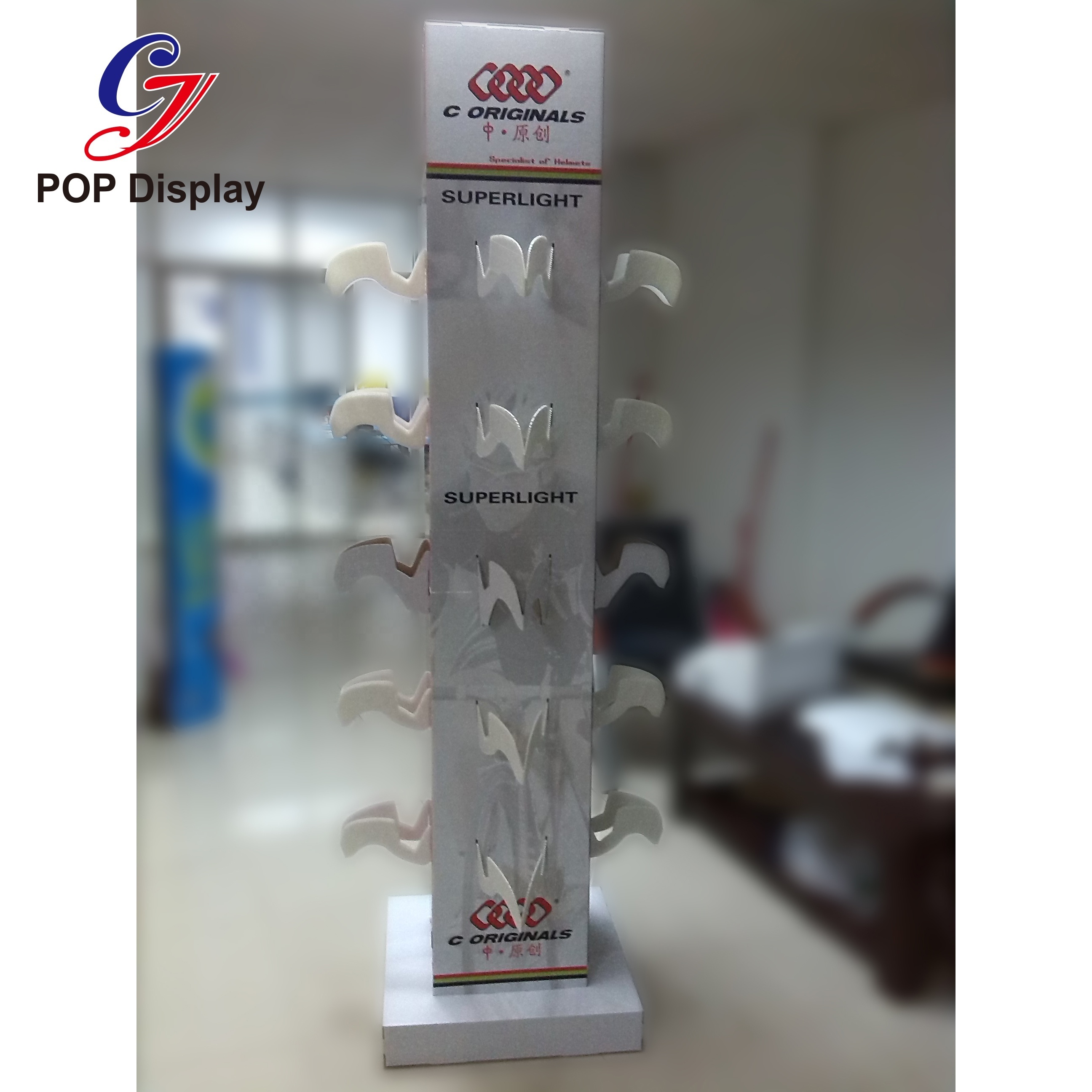 Custom Cardboard Rotating Floor Display Stand Paper Corrugated 360 Degree Display Rack For Sunglasses Shoes At Shops Retail