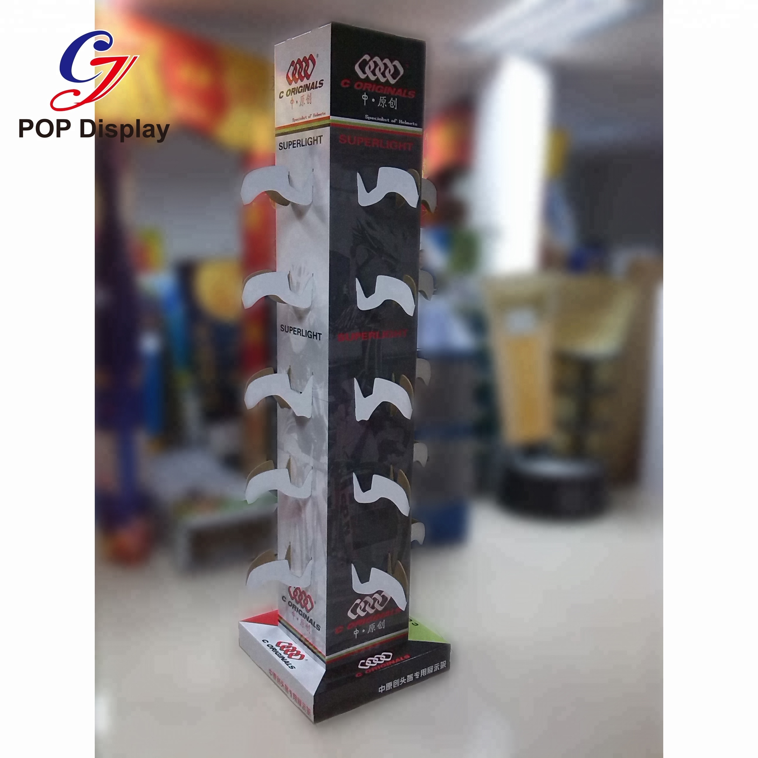 Custom Cardboard Rotating Floor Display Stand Paper Corrugated 360 Degree Display Rack For Sunglasses Shoes At Shops Retail