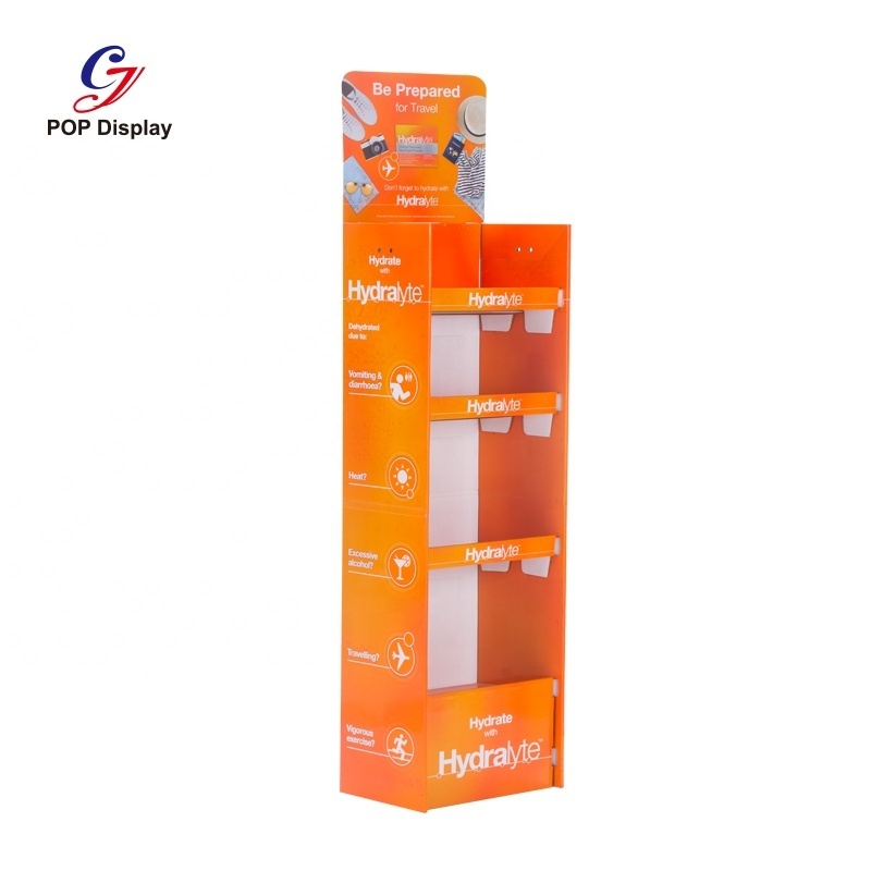 Custom Brand Print Cardboard Floor Display Shelves POP Retail Paper Display Riser For Medicine Health Product Pharmacy Drug Shop