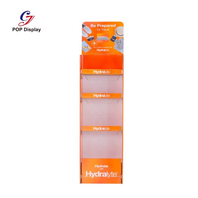 Custom Brand Print Cardboard Floor Display Shelves POP Retail Paper Display Riser For Medicine Health Product Pharmacy Drug Shop