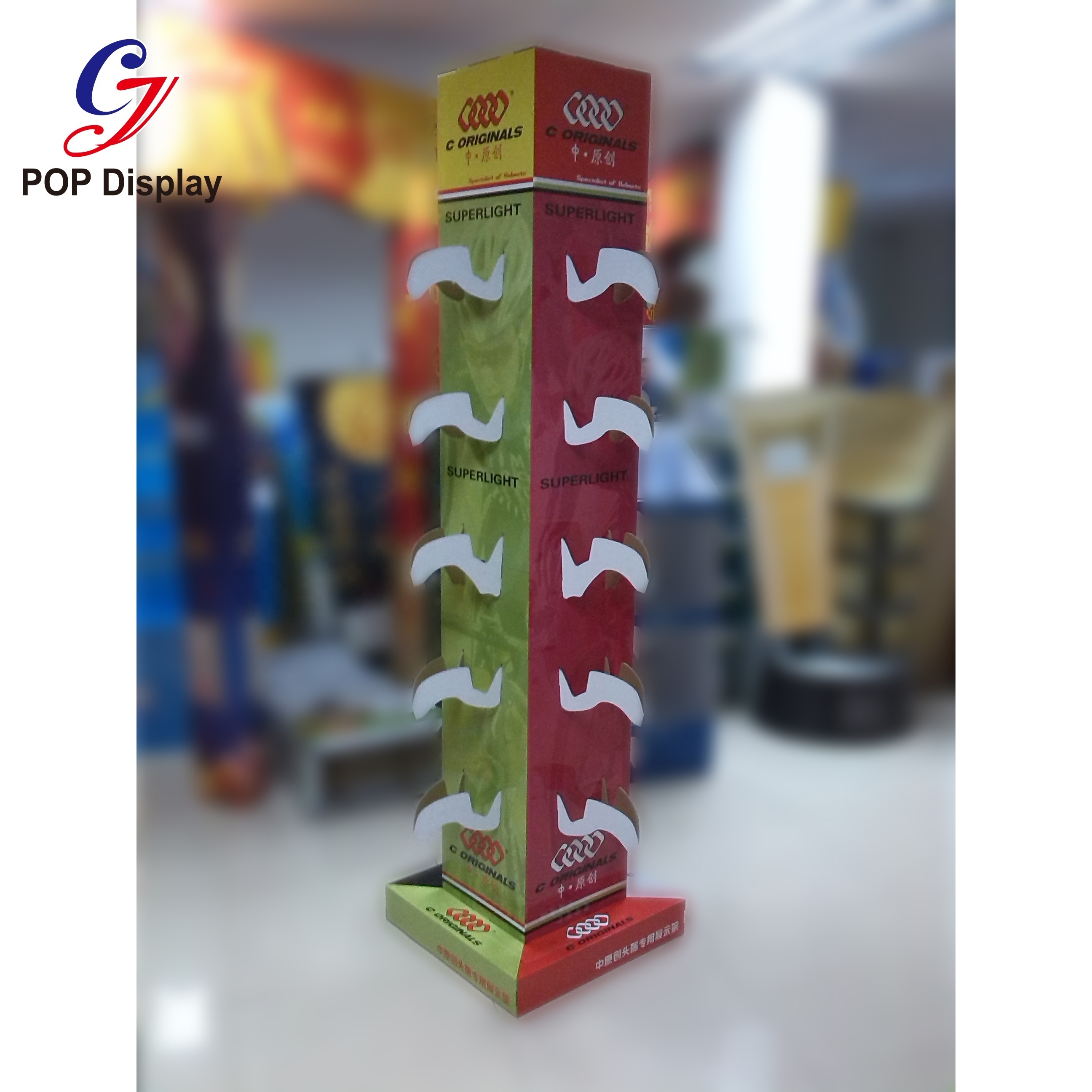 Custom Cardboard Rotating Floor Display Stand Paper Corrugated 360 Degree Display Rack For Sunglasses Shoes At Shops Retail