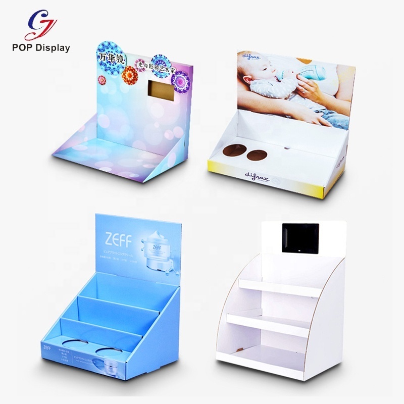 Wholesale Customized Design Color Printing Paperboard Table Display Cardboard Counter Display For Skin Care Cosmetic Promotion