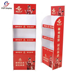 Customize Advertising Supermarket Equipment Cardboard Display Shelf Paper Stand Tower Rack For Beverage Promotional Display Unit