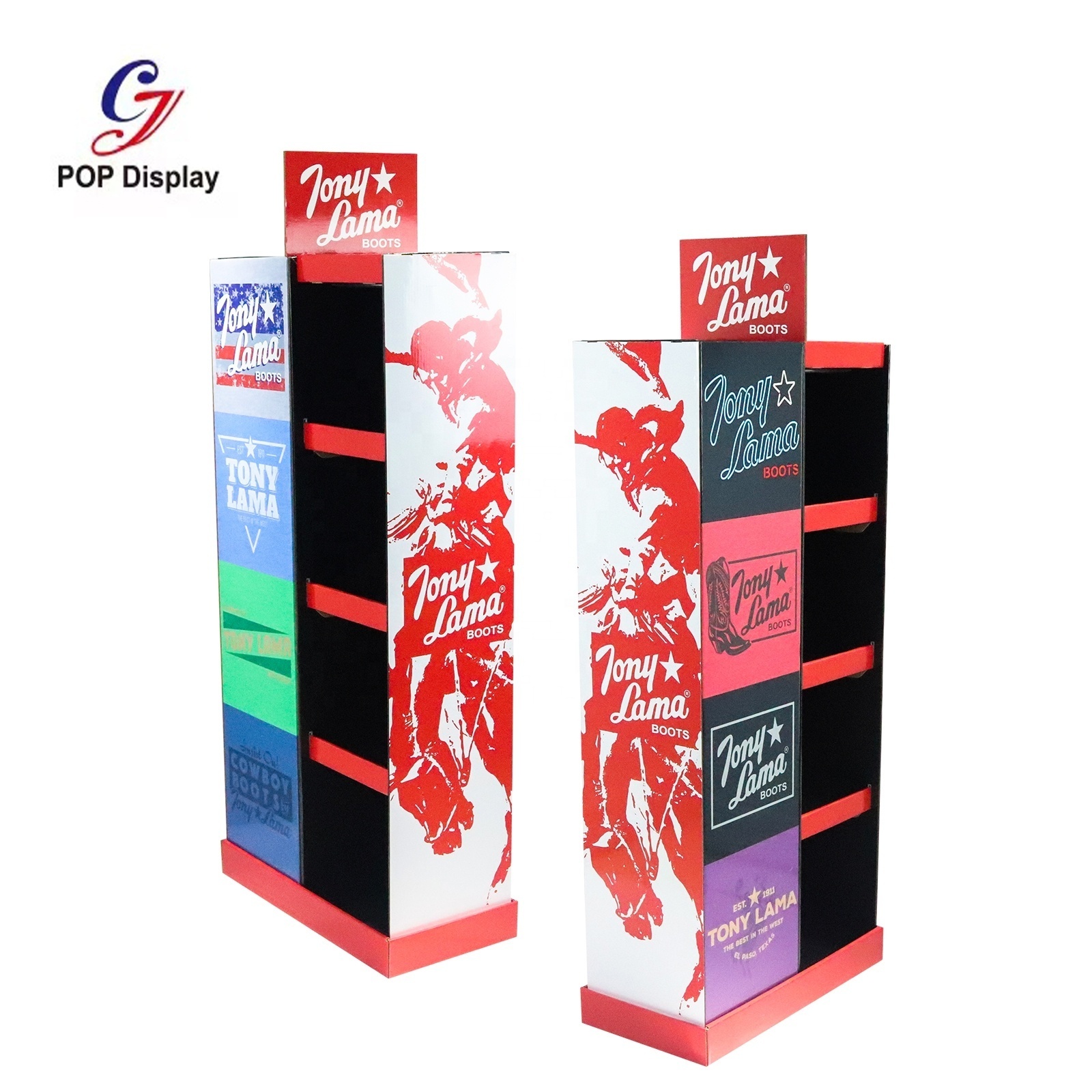 Funko POP Retail Advertising Cardboard Floor Display 4 Sides Paper Free Standing Shelf Tower Supermarket Clothes Shirt Clothing