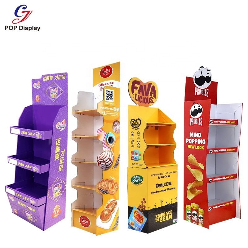 Customize Advertising Supermarket Equipment Cardboard Display Shelf Paper Stand Tower Rack For Beverage Promotional Display Unit