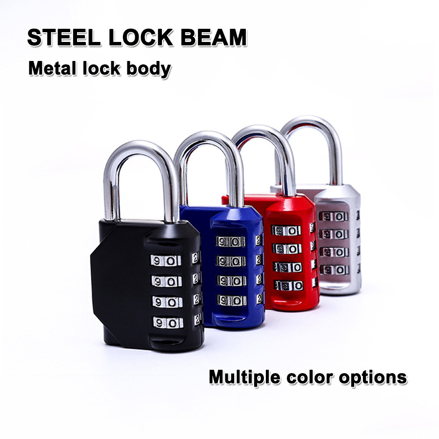 Heavy Duty 4 Digit Zinc Alloy Colour Keyless Password Number Code Gym Digital Combination Padlock For Locker Cabinet