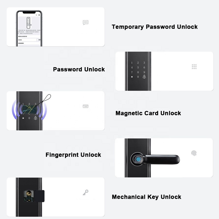 Smart Electric Fingerprint Cerradura Inteligente Con Huella Digital Interior Exterior Gate Main Door Handles Locks