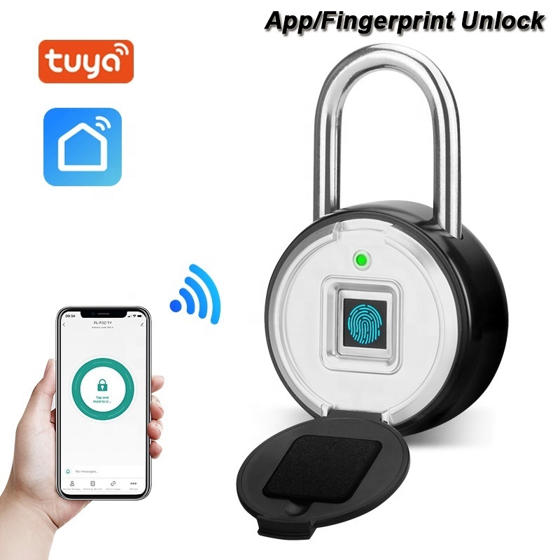 Tuya APP Keyless Waterproof Pad Locks Usb Small Electronic Nfc Fingerprint Smart Padlock with Finger Print Reader Key Alarm