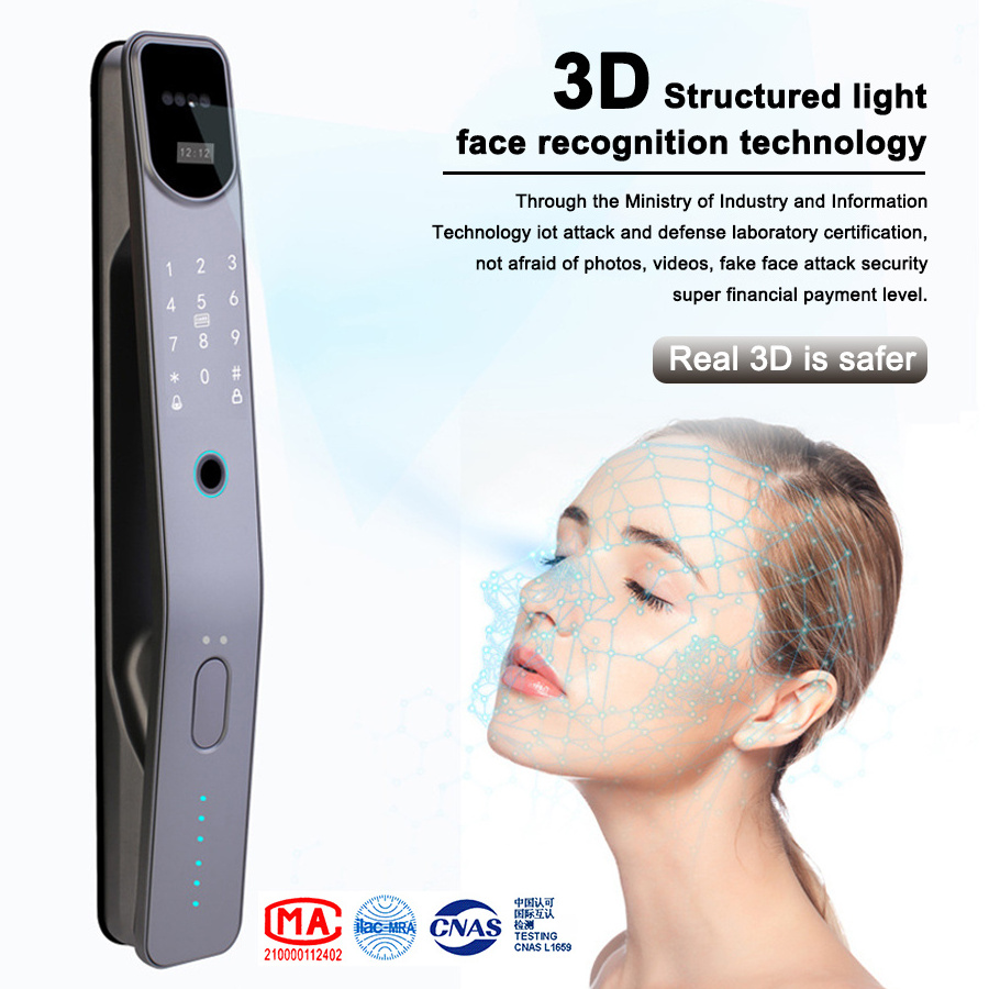 3D Face Intelligent Recognition Home Automatic Tuya App ZigBee Biometric ID Password Digital Fingerprint Smart Door Locks